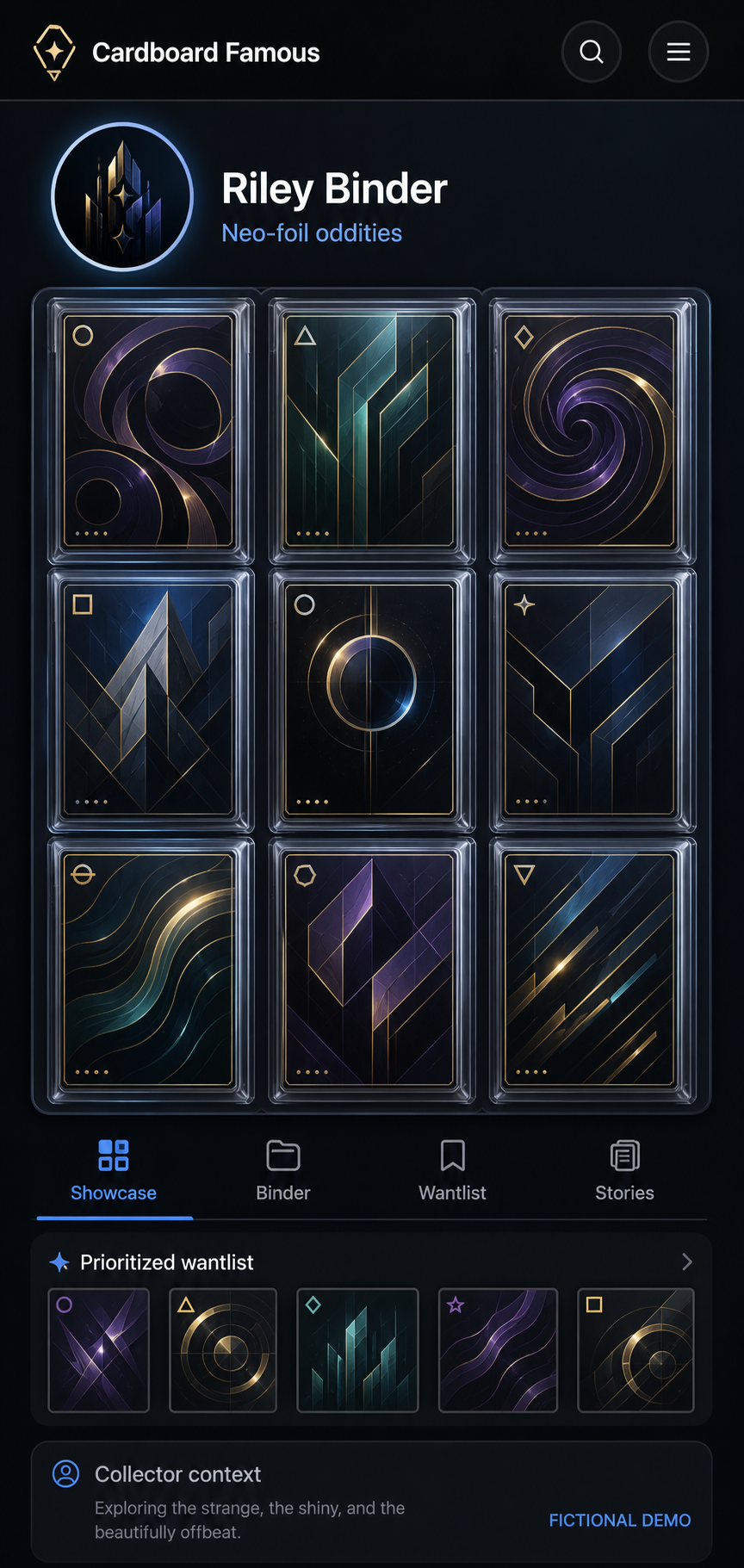 Fictional Digital Binder mobile interface preview